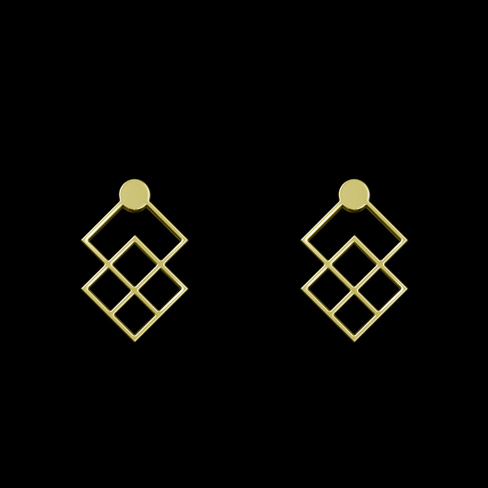 گوشواره طلا 18 عیار زنانه مدوپد مدل هندسی کد GA1-10407