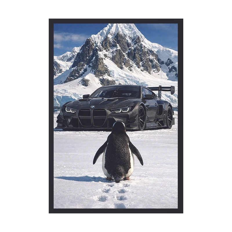تابلو وین چیتا مدل پنگوئن ترند کد 05 فریم مشکی