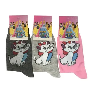 جوراب ساق بلند دخترانه مدل گربه کد 4 مجموعه 3 عددی