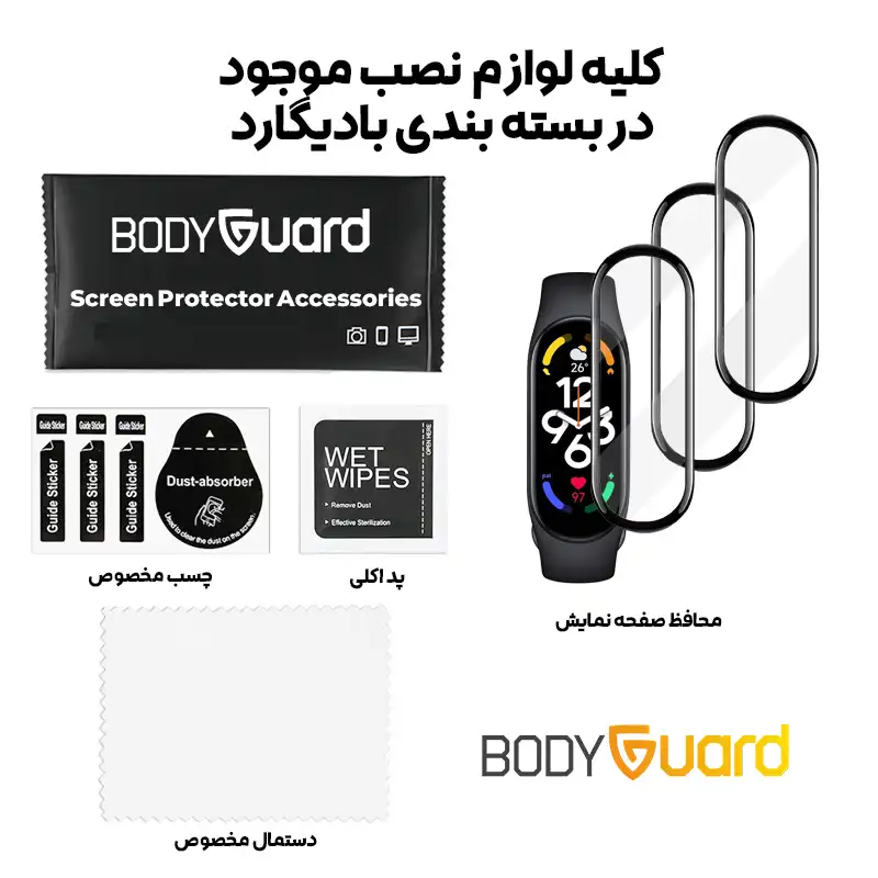 محافظ صفحه نمایش بادیگارد مدل PMMA مناسب برای مچ بند هوشمند شیائومی Mi Band 7 بسته 3 عددی