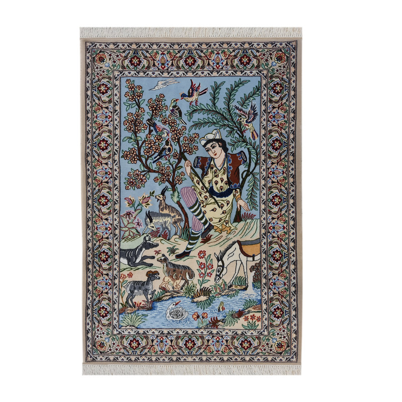 فرش دیوارکوب دستبافت یک متری مدل اصفهان کد 1286