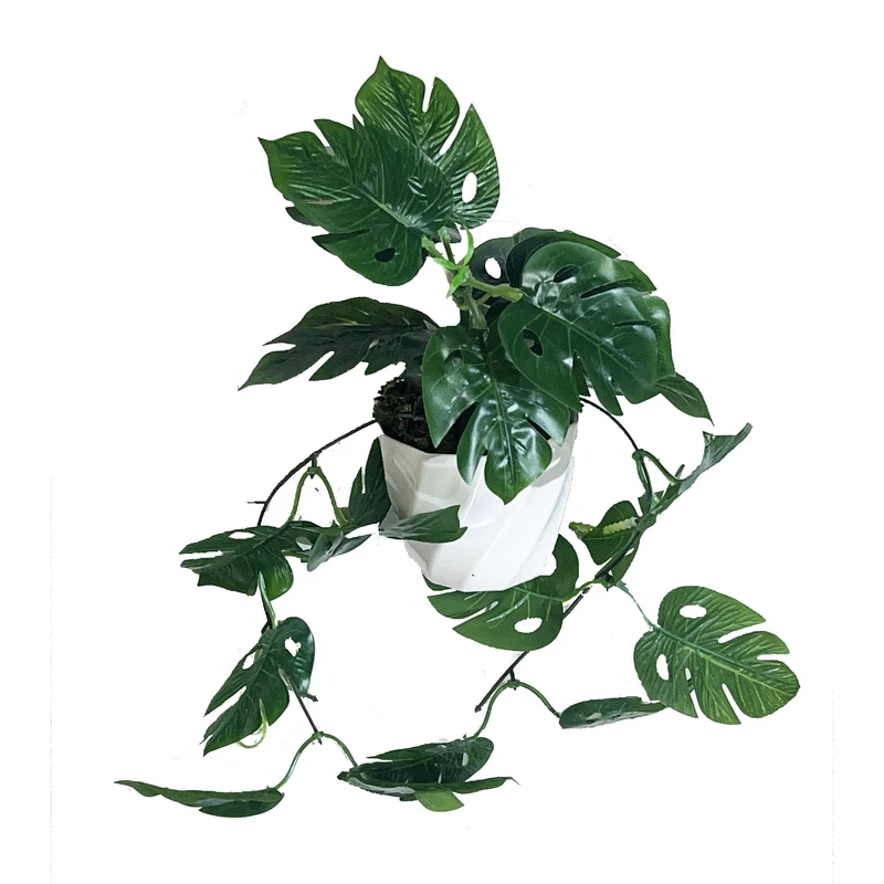 گلدان به همراه گل مصنوعی مدل انجیری حفره ای آویزدار