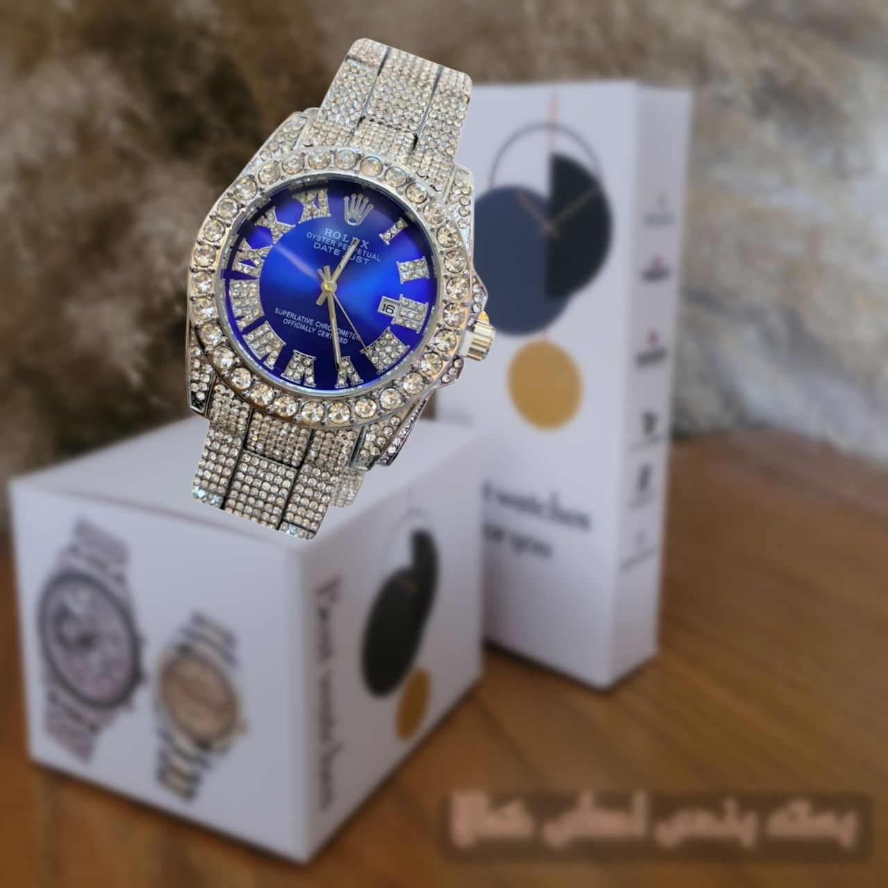 ساعت مچی عقربه ای  مدل فول نگین استون قفل مخفی کد 10 -  - 3