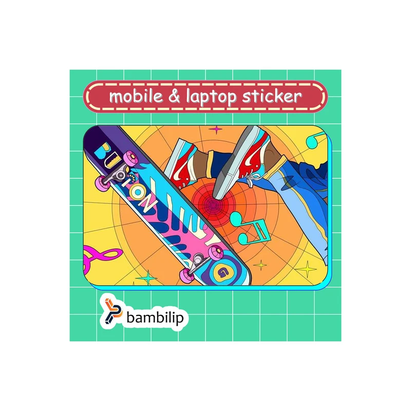 استیکر بامبیلیپ مدل کارت عابر طرح موزیک و اسکیت سواری کد 8260153