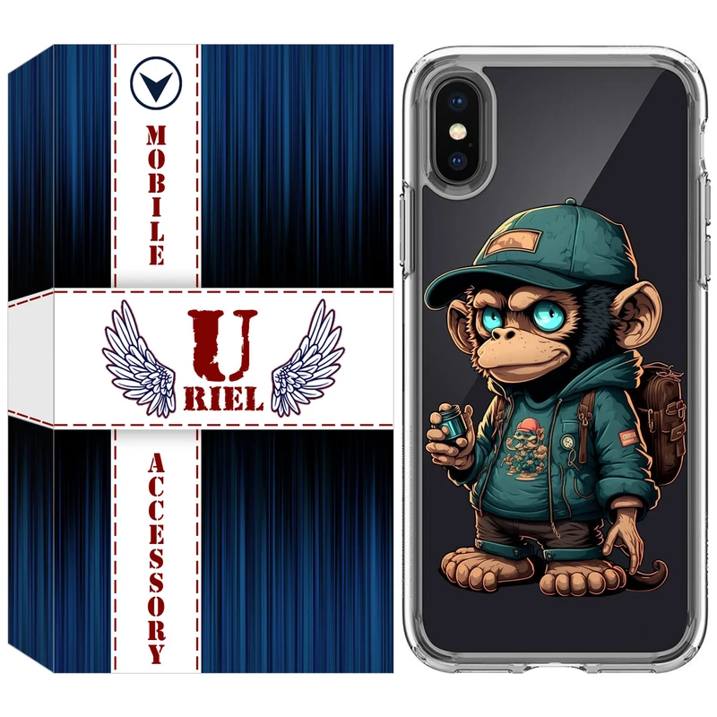 کاور یوریل مدل Clear کد 36 طرح میمون مناسب برای گوشی موبایل اپل iPhone X / iPhone XS