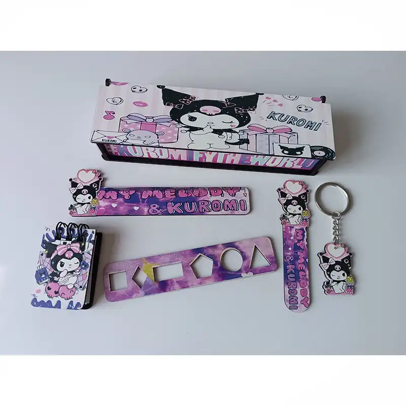 بسته لوازم تحریر مدل چوبی کرومی مجموعه 6 عددی