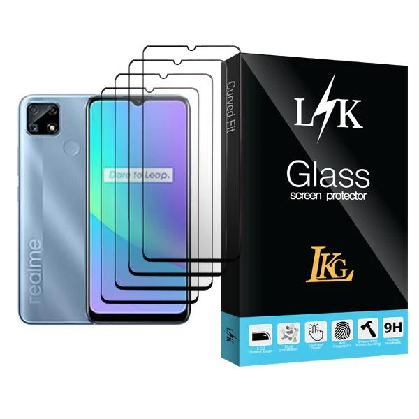 محافظ صفحه نمایش ال کا جی مدل LK Glass MIX004 مناسب برای گوشی موبایل ریلمی C25 بسته چهار عددی