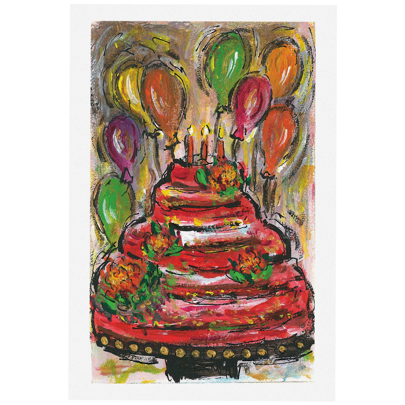 کارت پستال انتشارات سیبان مدل کیک تولد بادکنکی