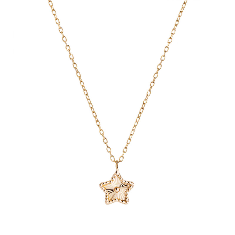 گردنبند طلا 18 عیار زنانه با زنجیر حلقهای (فلامینگو) گالری شیدا مجد مدل ستاره تراش دار