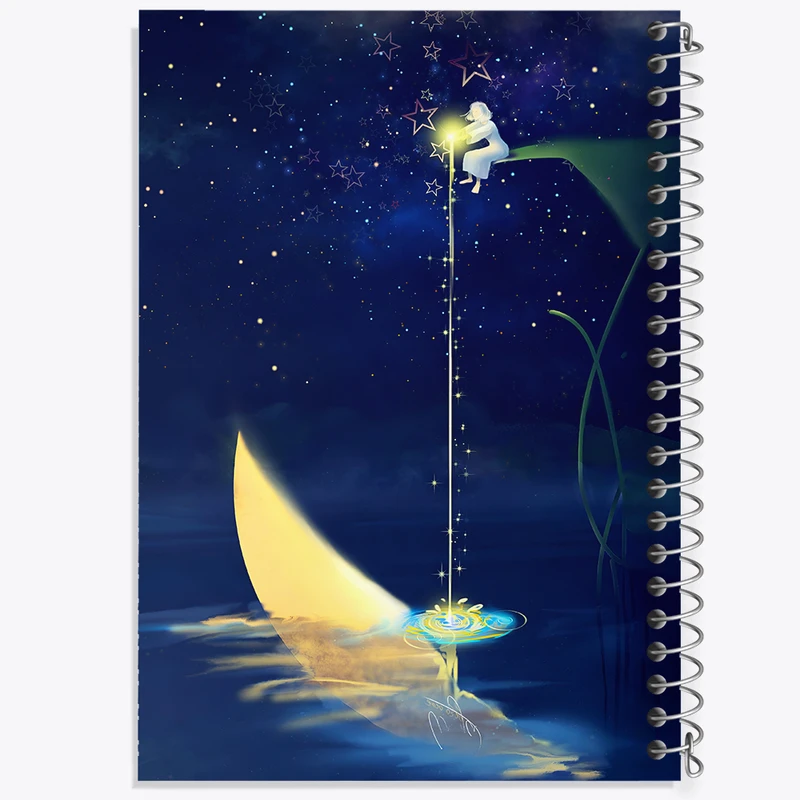 دفتر مشق 50 برگ خندالو طرح ماه (Moon) کد F6431