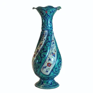 گلدان میناکاری طرح اسلیمی مدل زمردی