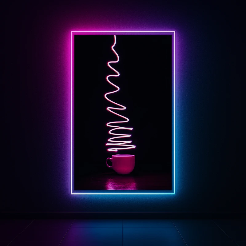 پوستر طرح مخمل قهوه مدل نئون کد PD1311065