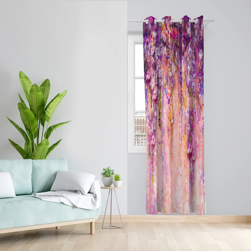 پرده طرح گل مدل مخمل پانچی کد  L 289 Z سایز 140x200 سانتی متر