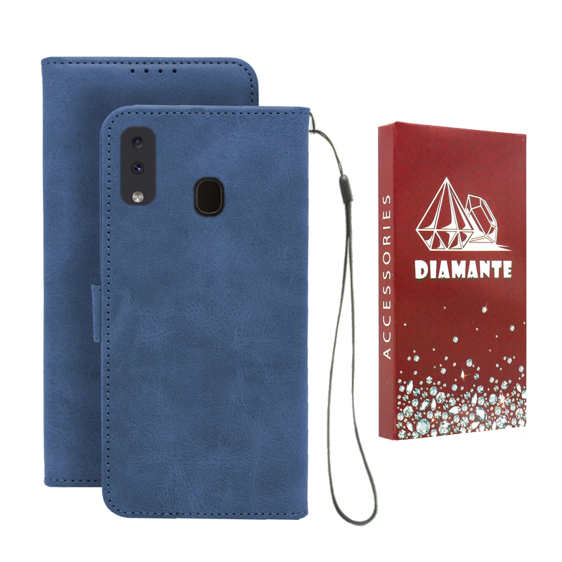 کیف کلاسوری دیامانته مدل Scusa Rd مناسب برای گوشی موبایل سامسونگ Galaxy A20 به همراه بند آویز