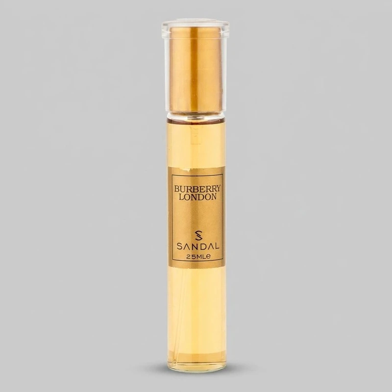 عطر جیبی زنانه صندل مدل BURBERRY LONDON با رایحه شیرین و گرم حجم 25 میلی‌لیتر