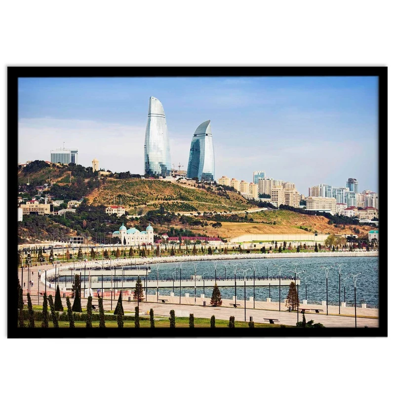 تابلو نوری بکلیت طرح منظره شهری باکو برج شعله مدل B-14188