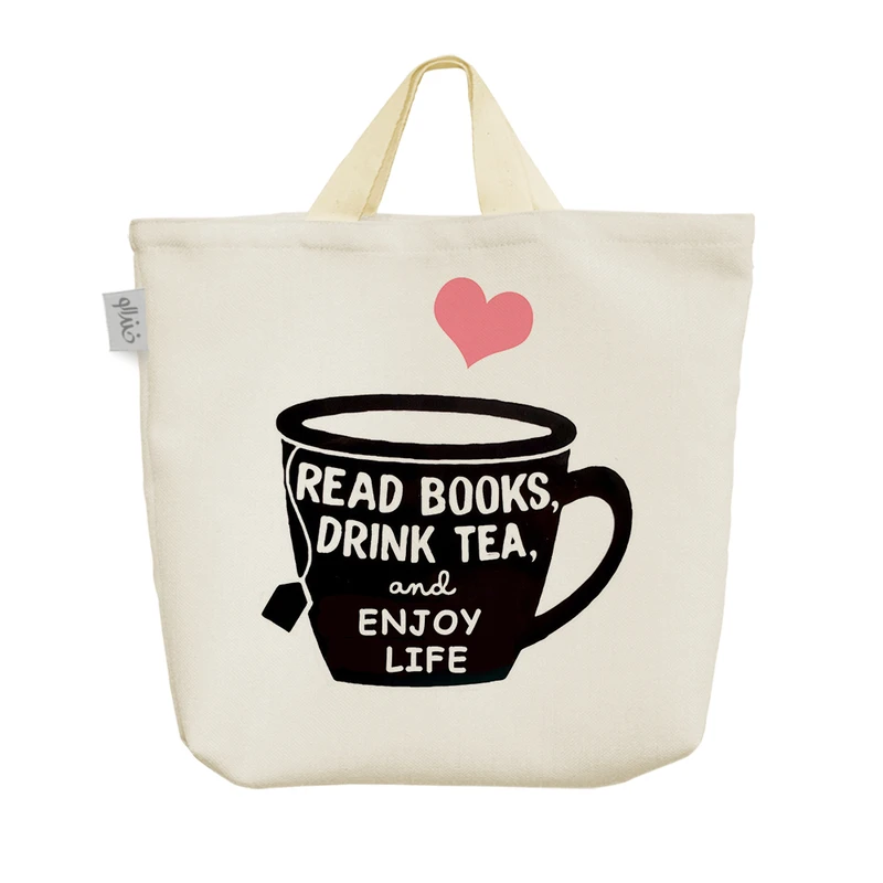 ساک خرید خندالو مدل کتاب بخوان و چای بنوش کد 1740