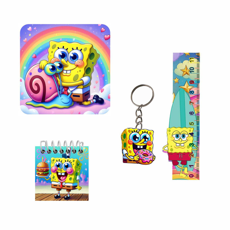 ست لوازم التحریر مدل چوبی مدل باب اسفنجی مجموعه 4 عددی