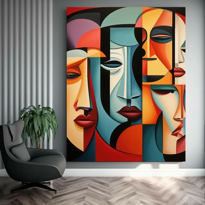 پوستر طرح مخمل کوبیسم چهره کد BK22976