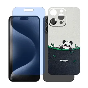 Glass Together model anti blue screen protector suitable for Apple iPhone 15 Pro Max mobile phone with cover sticker on the back of the phone