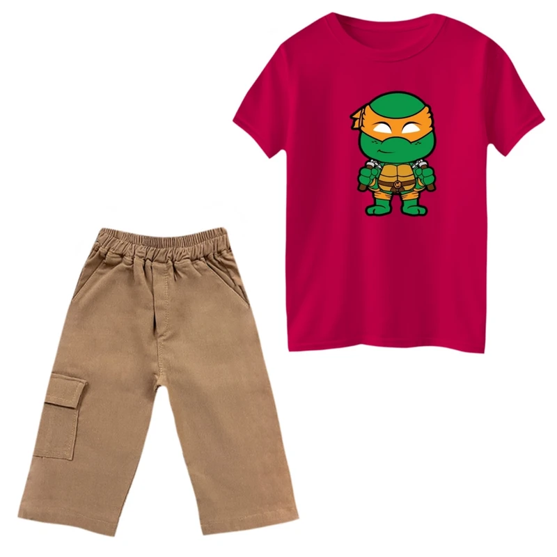 ست تی‌شرت و شلوارک پسرانه مدل لاکپشت های نینجا کد 14