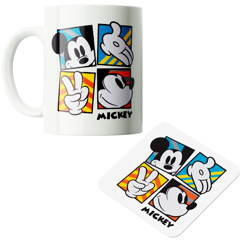 ماگ پاد آفرین مدل کارتونی میکی موس کیوت فانتزی بامزه کد PZ344 به همراه زیرلیوانی