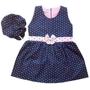 ست پیراهن و کلاه دخترانه مدل خالدار