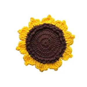 زیر لیوانی بافتنی مدل گل آفتابگردان کد M01