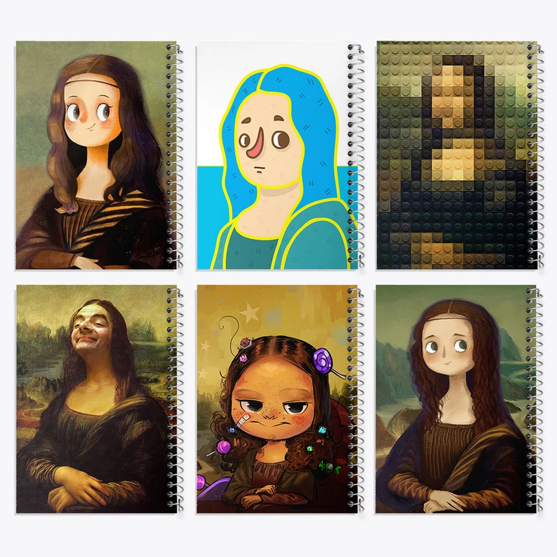 دفتر مشق 50 برگ خندالو طرح مونالیزا کد 897 مجموعه 6 عددی