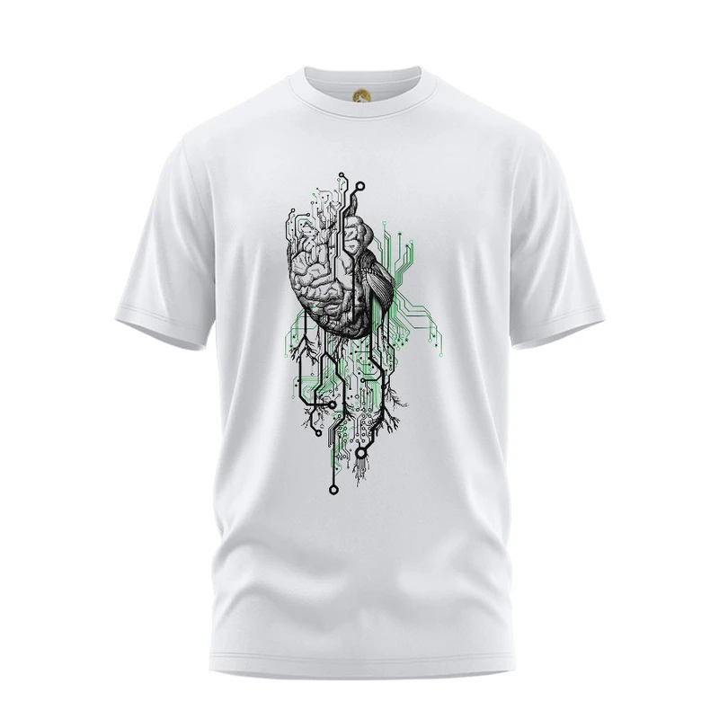 تی شرت آستین کوتاه زنانه هومرو مدل TW019 طرح مغز و هوش مصنوعی