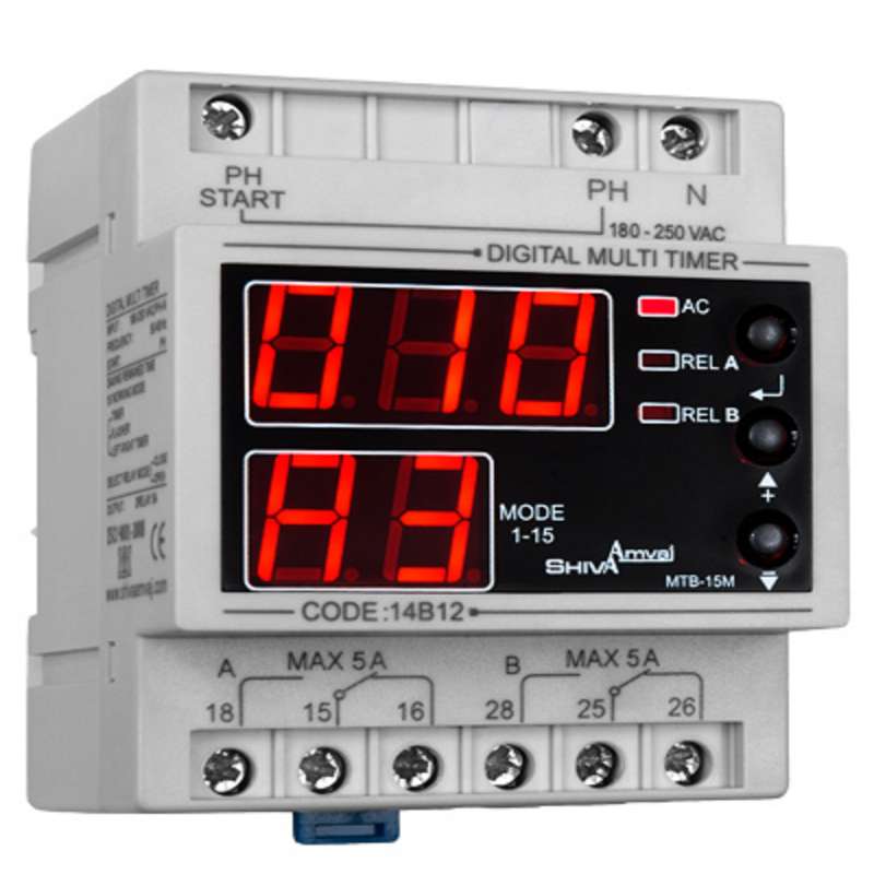 مولتی تایمر دیجیتال شیوا امواج مدل MTB-15M کد 14B12 بسته پنج عددی