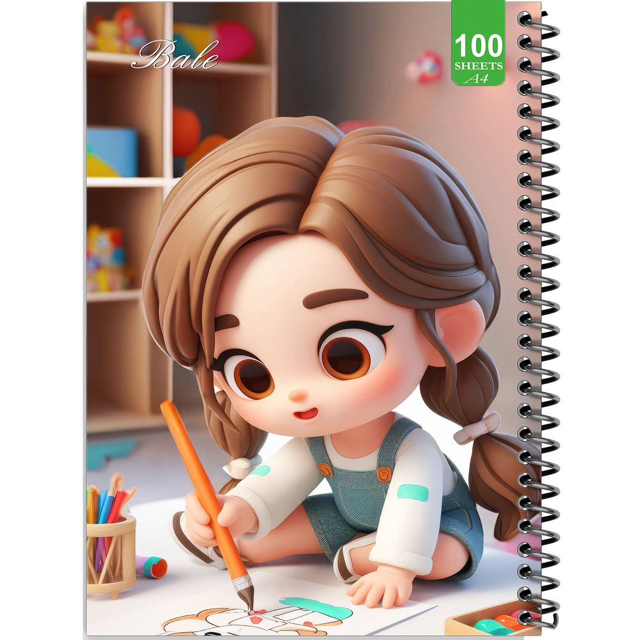 دفتر نقاشی 100 برگ بله طرح فانتزی دخترانه کد A4-N466