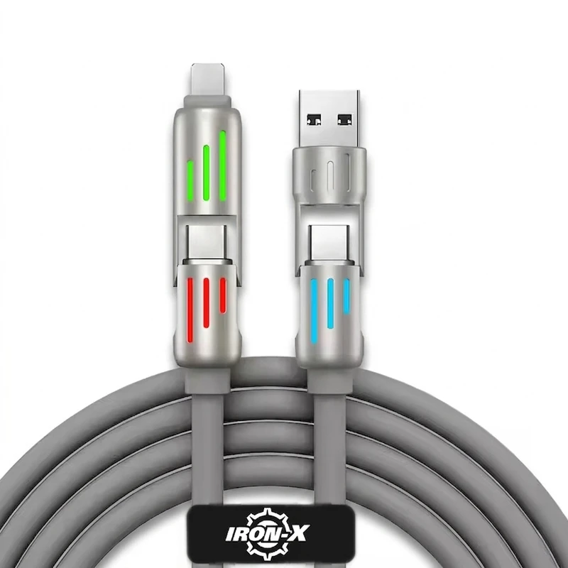 کابل تبدیل USB/USB-C به لایتنینگ/USB-C آیرون ایکس مدل SUPERFAST240W 4IN1 طول 1 متر