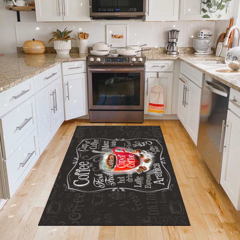 فرش پارچه ای مدل آشپزخانه طرح فانتزی اسپرسو کد 6009