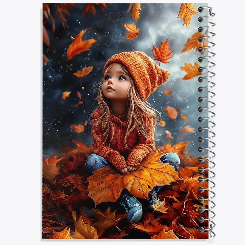 دفتر مشق 50 برگ خندالو طرح دختر و پاییز کد F5998