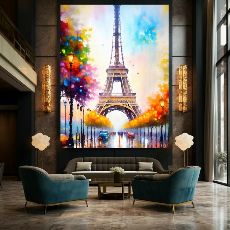 تابلو بوم طرح پاریس بارانی مدل برج ایفل کد GR1581