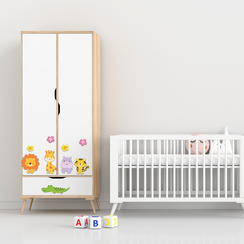 استیکر چوبی کودک باروچین مدل حیوانات مهربان کد 6036 مجموعه 9 عددی