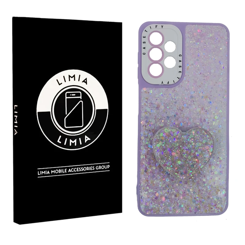 کاور لیمیا مدل فانتزی لنزدار پشت شیشه ای طرح اکلیلی مناسب برای گوشی موبایل سامسونگ Galaxy A53 به همراه پاپ سوکت