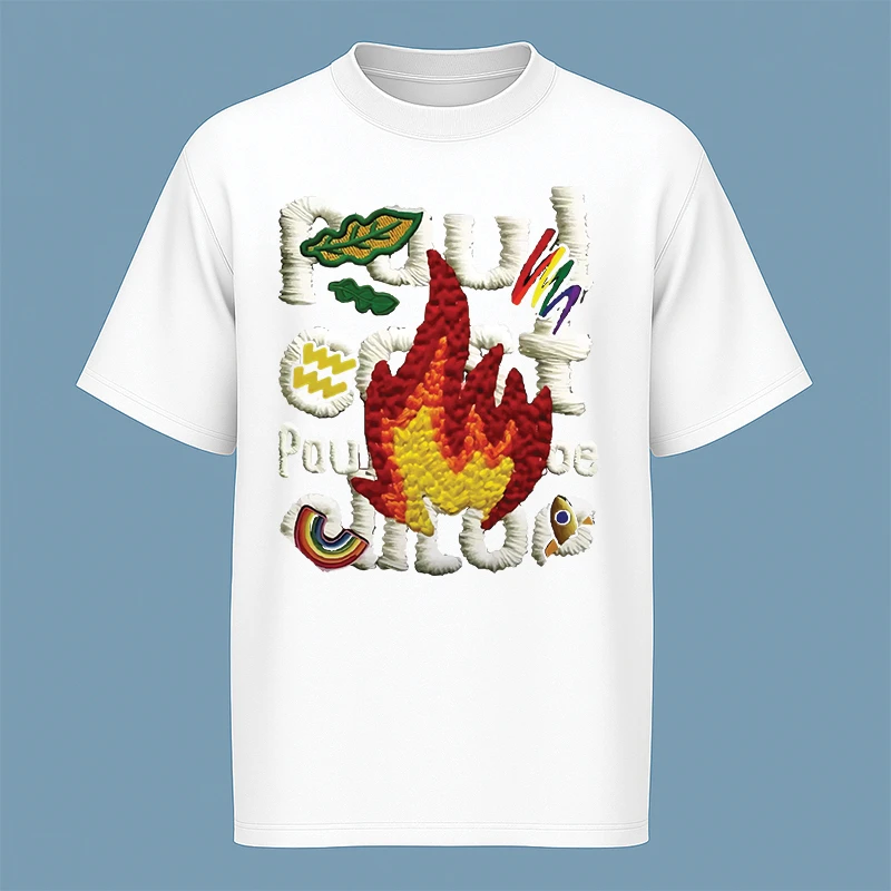 تی‌شرت آستین کوتاه مردانه مدل وینتیج طرح گلدوزی c144