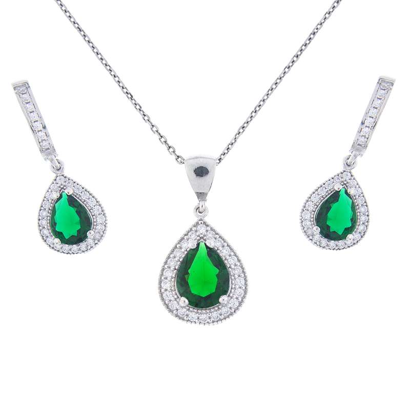 نیم ست نقره زنانه مدل زمرد AVN-N1165 نیم ست نقره زنانه مدل زمرد AVN-N1165