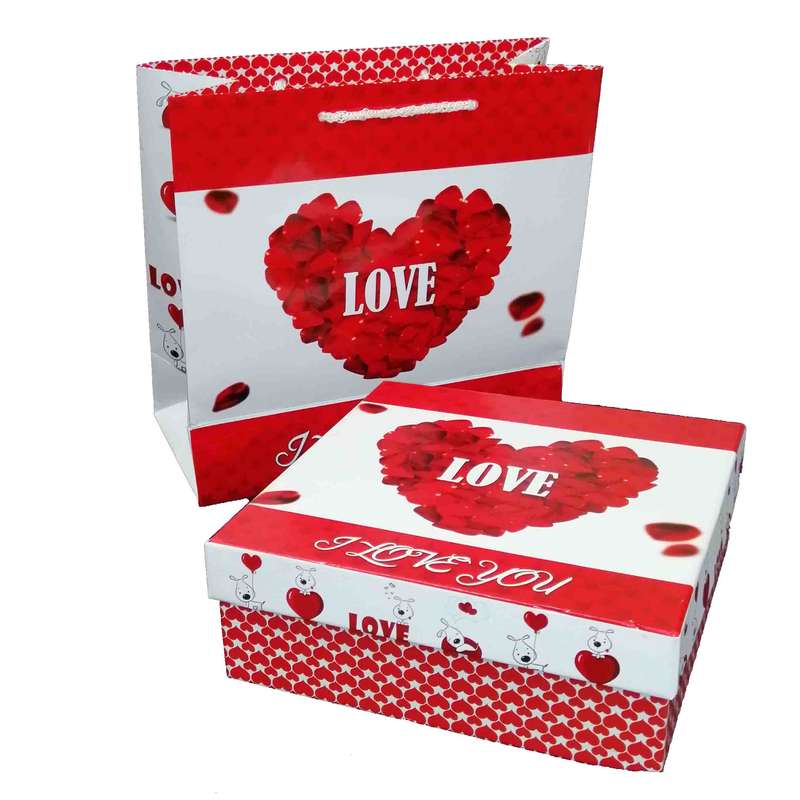 ست جعبه هدیه  ساک دستی مدل LOVE کد 04