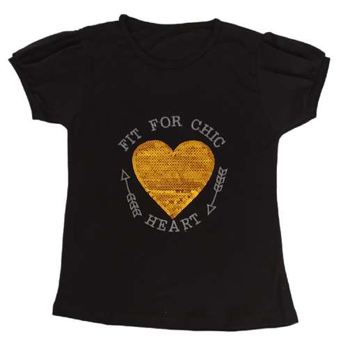 تی شرت دخترانه مدل قلبی کد 50 رنگ مشکی