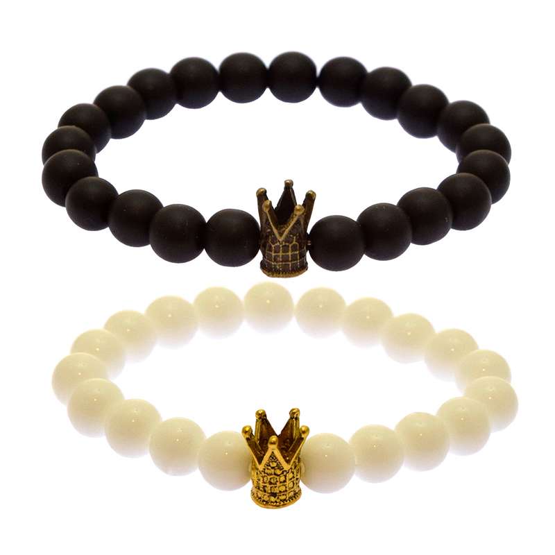 دستبند طرح تاج مدل B15 مجموعه دو عددی دستبند طرح تاج مدل B15 مجموعه دو عددی