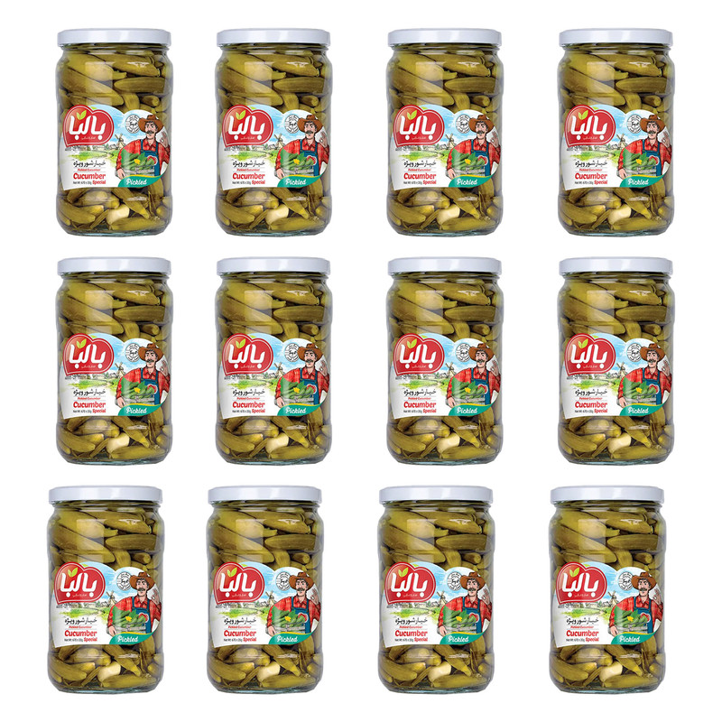 خیارشور ویژه شیشه بالبا - 680 گرم بسته 12 عددی