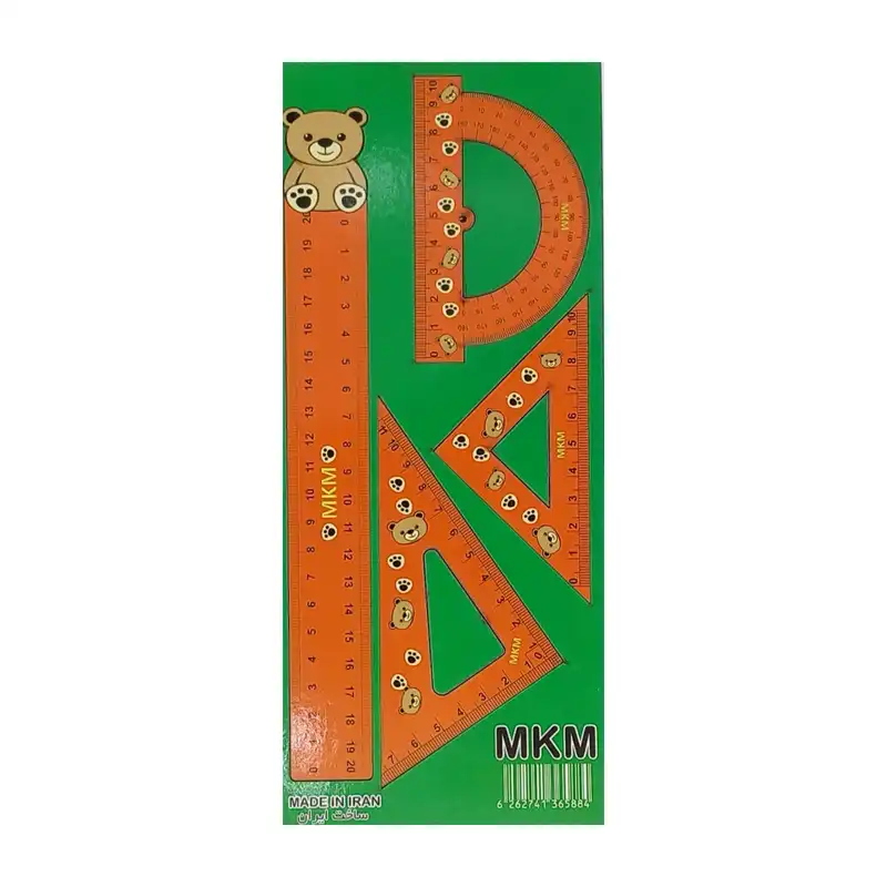 ست خط کش گونیا و نقاله مدل چوبی کد 9766 مجموعه 4 عددی