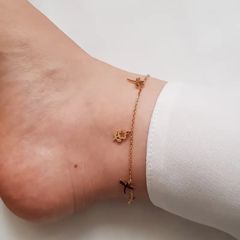 پابند زنانه مدل گل و سنجاقک 3323