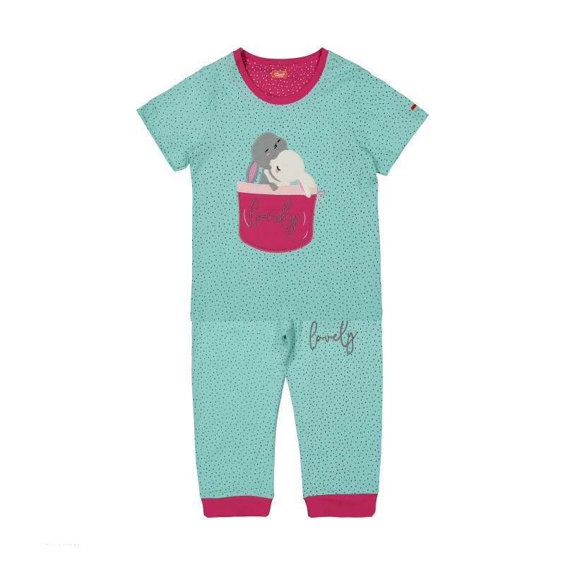 ست تی شرت و شلوار دخترانه مدل بنفی A