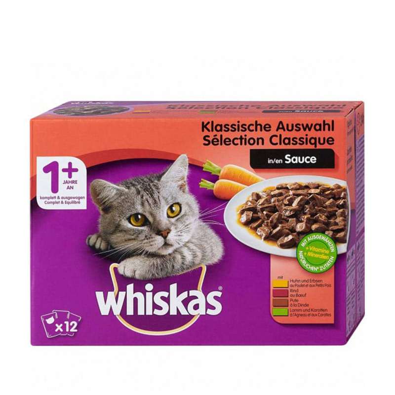  پوچ گربه ویسکاس مدل چهار طعم در سس بسته 12 عددی