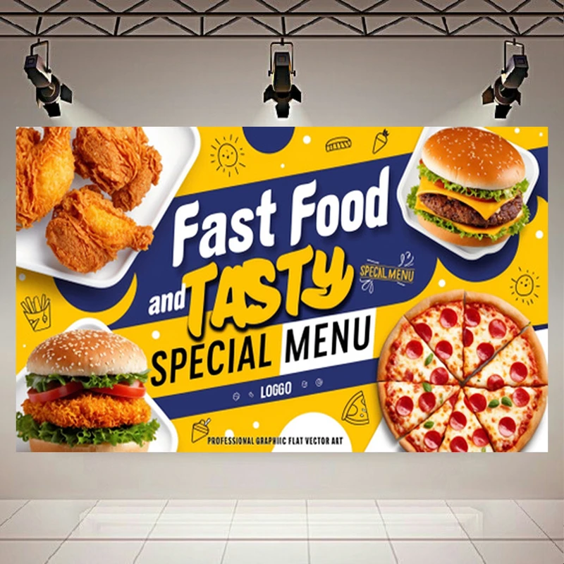 پوستر دیواری کاور فیسبوک غذا مدل فست فود کد AR305507