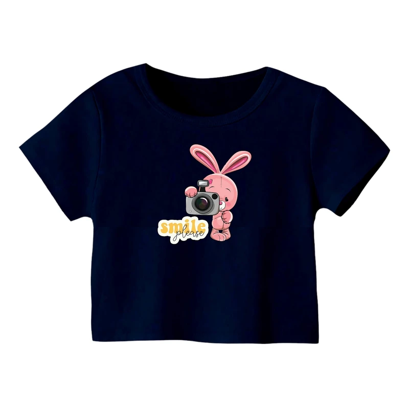 کراپ‌ تی‌شرت آستین کوتاه زنانه مدل خرگوش کد 17